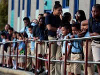 00023955A ma nb AlmadelMar1stDay  Students line up to enter their new school on the first day of school at the Alma del Mar's new school on Belleville Avenue in the north end of New Bedford.   PETER PEREIRA/THE STANDARD-TIMES/SCMG : school, education